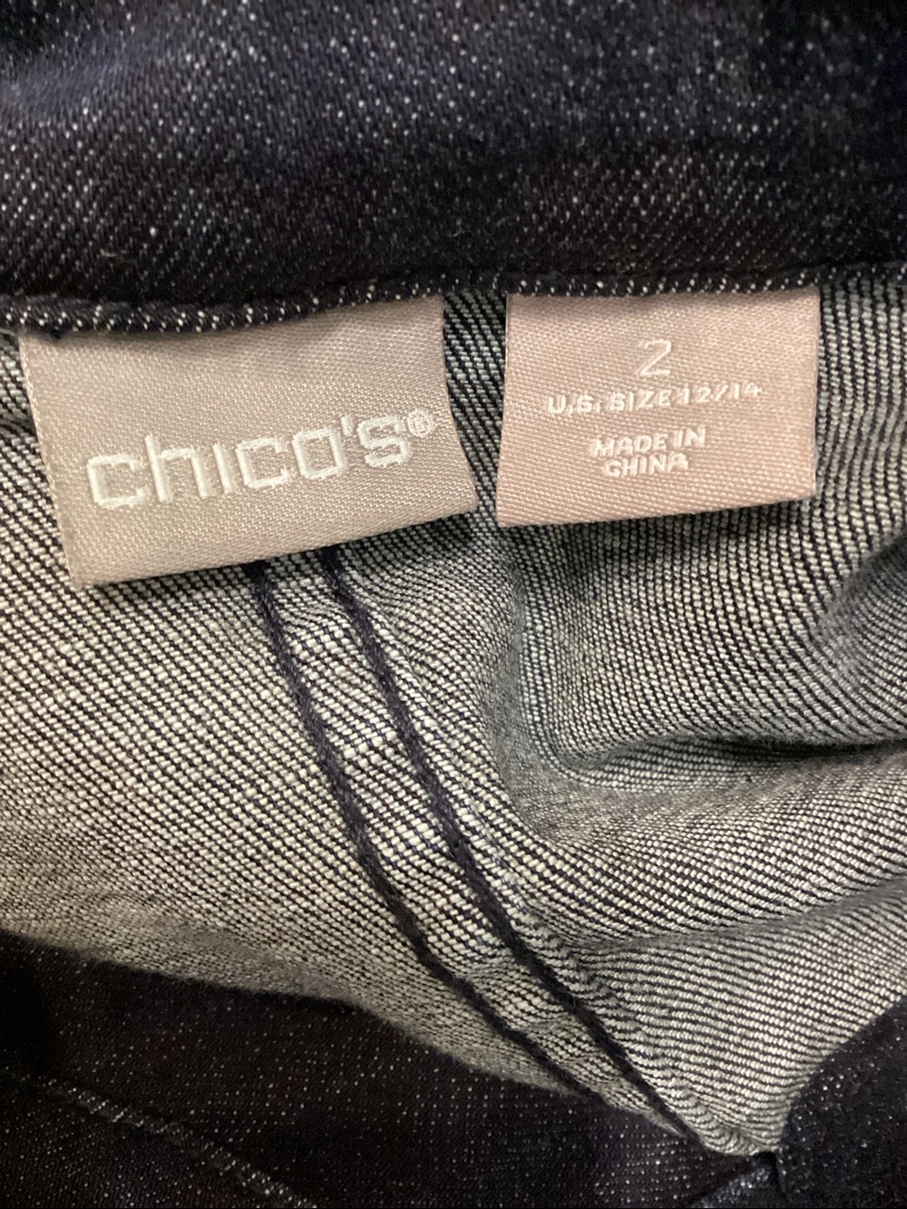 Chicos Womens Elongated Denim dress Jacket Dark Indigo size 12 Large - Picture 6 of 9